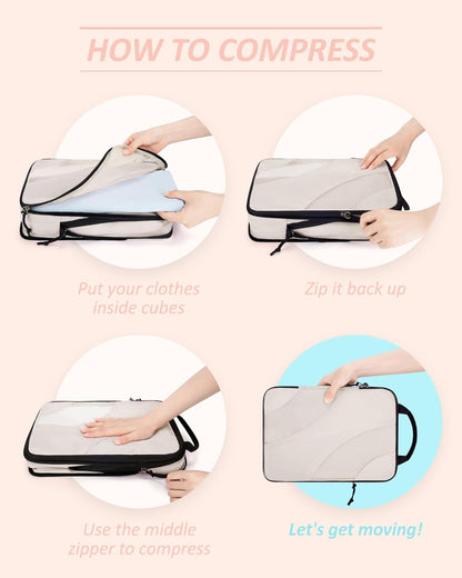 Compression Packing Cubes, 6 Set/4 Set/2 Set Travel Packing Cubes for Carry on Suitcases, Compression Suitcase Organizers Bag Set & Travel Cubes for Luggage, Lightweight Packing Organizers