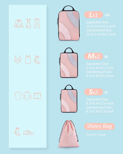 Compression Packing Cubes, 6 Set/4 Set/2 Set Travel Packing Cubes for Carry on Suitcases, Compression Suitcase Organizers Bag Set & Travel Cubes for Luggage, Lightweight Packing Organizers