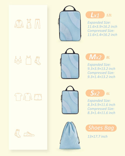 Compression Packing Cubes, 6 Set/4 Set/2 Set Travel Packing Cubes for Carry on Suitcases, Compression Suitcase Organizers Bag Set & Travel Cubes for Luggage, Lightweight Packing Organizers