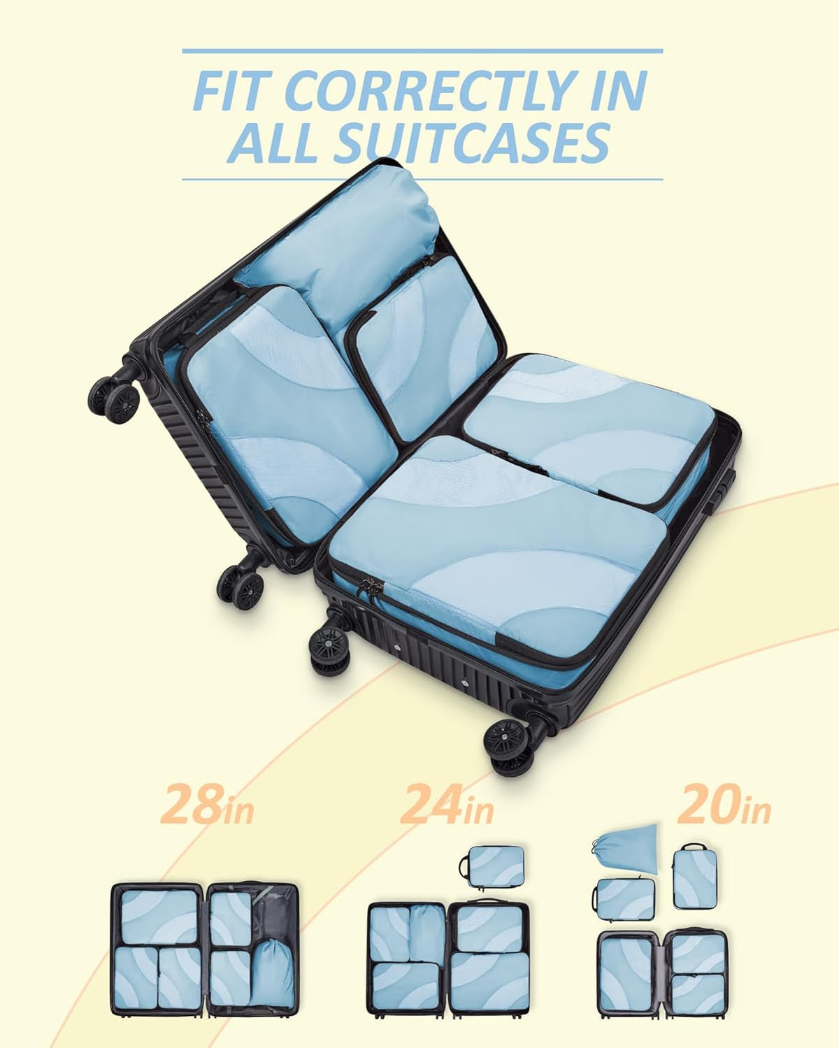 Compression Packing Cubes, 6 Set/4 Set/2 Set Travel Packing Cubes for Carry on Suitcases, Compression Suitcase Organizers Bag Set & Travel Cubes for Luggage, Lightweight Packing Organizers