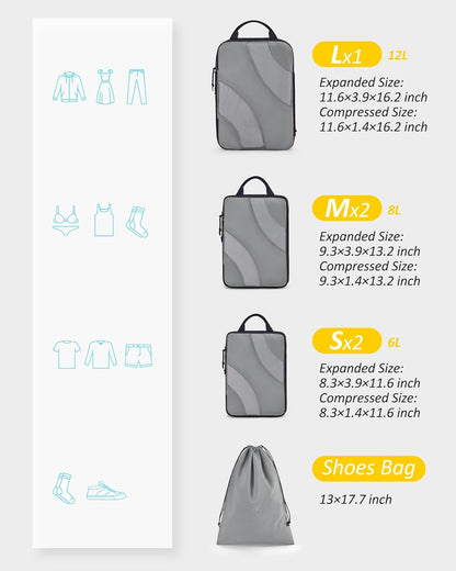 Compression Packing Cubes, 6 Set/4 Set/2 Set Travel Packing Cubes for Carry on Suitcases, Compression Suitcase Organizers Bag Set & Travel Cubes for Luggage, Lightweight Packing Organizers