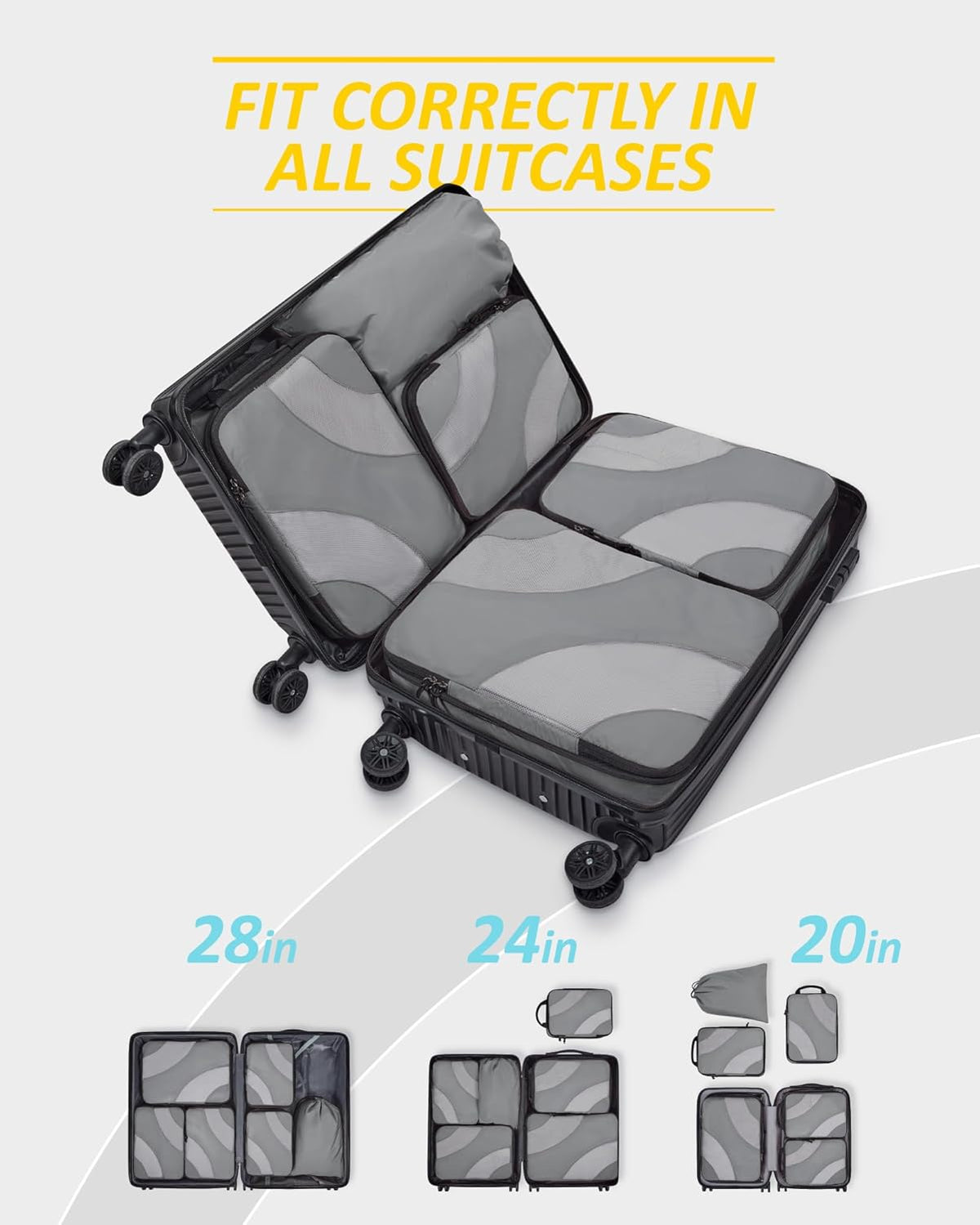Compression Packing Cubes, 6 Set/4 Set/2 Set Travel Packing Cubes for Carry on Suitcases, Compression Suitcase Organizers Bag Set & Travel Cubes for Luggage, Lightweight Packing Organizers