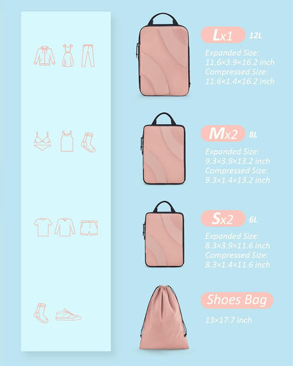 Compression Packing Cubes, 6 Set/4 Set/2 Set Travel Packing Cubes for Carry on Suitcases, Compression Suitcase Organizers Bag Set & Travel Cubes for Luggage, Lightweight Packing Organizers