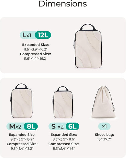 Compression Packing Cubes, 6 Set/4 Set/2 Set Travel Packing Cubes for Carry on Suitcases, Compression Suitcase Organizers Bag Set & Travel Cubes for Luggage, Lightweight Packing Organizers