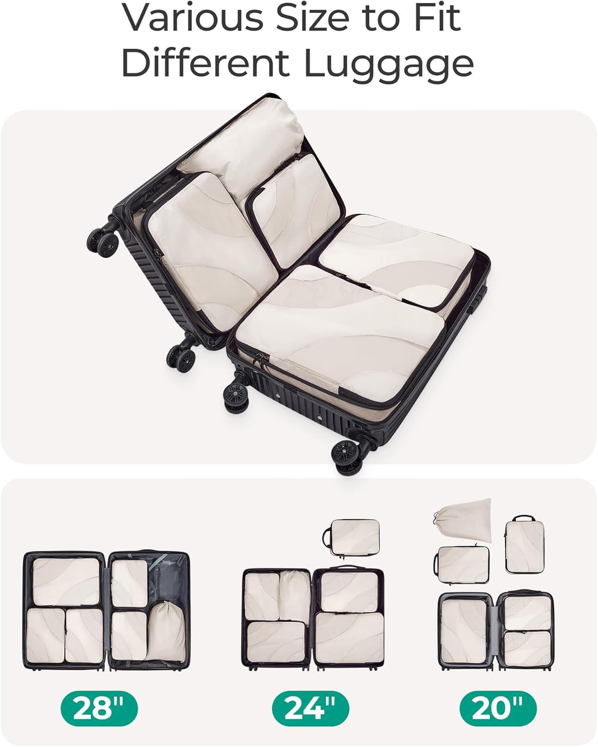 Compression Packing Cubes, 6 Set/4 Set/2 Set Travel Packing Cubes for Carry on Suitcases, Compression Suitcase Organizers Bag Set & Travel Cubes for Luggage, Lightweight Packing Organizers