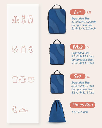Compression Packing Cubes, 6 Set/4 Set/2 Set Travel Packing Cubes for Carry on Suitcases, Compression Suitcase Organizers Bag Set & Travel Cubes for Luggage, Lightweight Packing Organizers