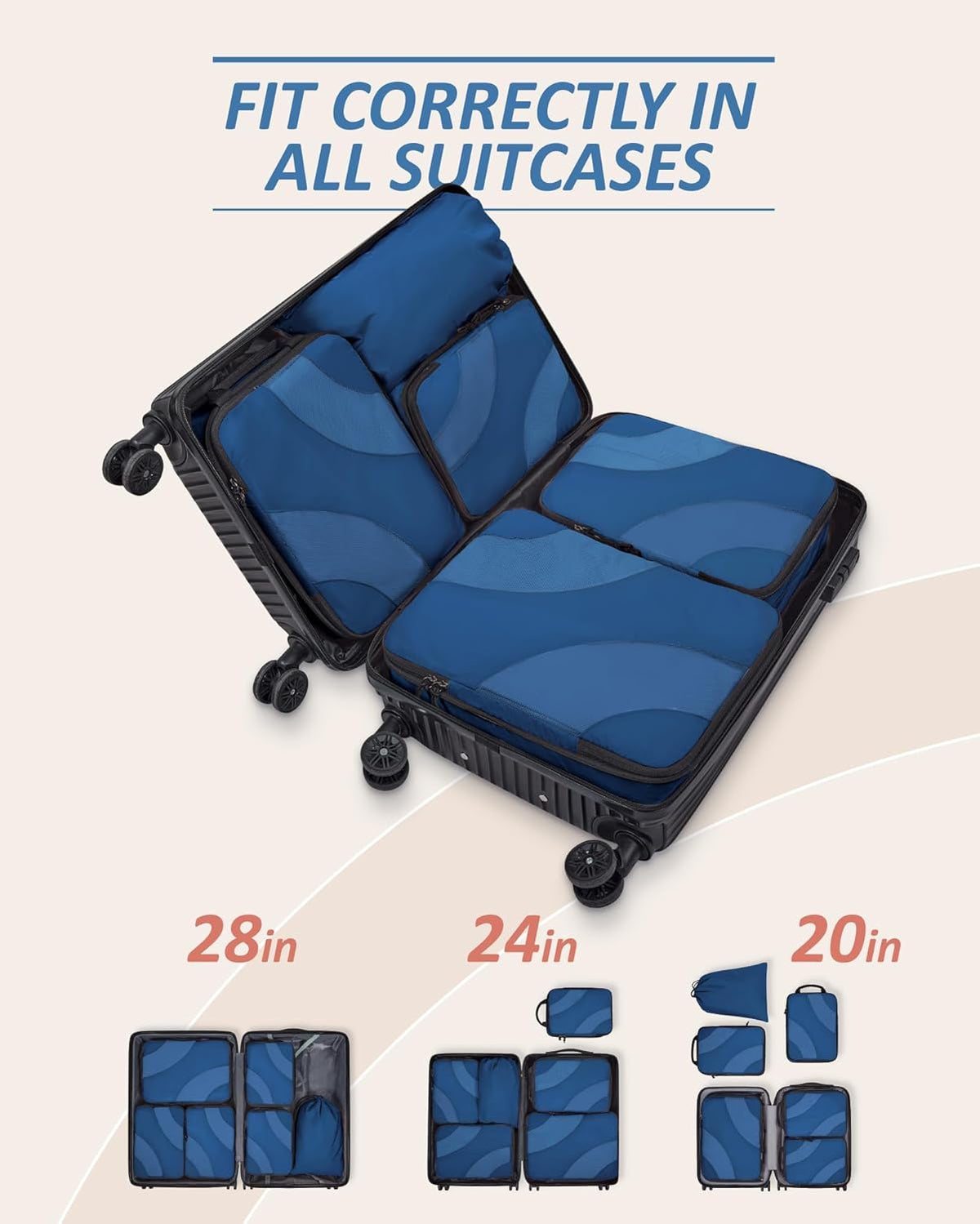 Compression Packing Cubes, 6 Set/4 Set/2 Set Travel Packing Cubes for Carry on Suitcases, Compression Suitcase Organizers Bag Set & Travel Cubes for Luggage, Lightweight Packing Organizers