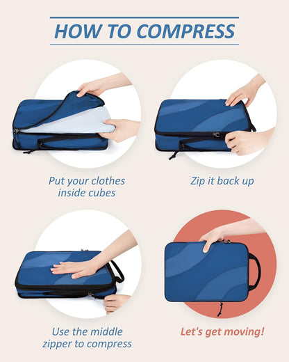 Compression Packing Cubes, 6 Set/4 Set/2 Set Travel Packing Cubes for Carry on Suitcases, Compression Suitcase Organizers Bag Set & Travel Cubes for Luggage, Lightweight Packing Organizers