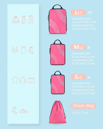 Compression Packing Cubes, 6 Set/4 Set/2 Set Travel Packing Cubes for Carry on Suitcases, Compression Suitcase Organizers Bag Set & Travel Cubes for Luggage, Lightweight Packing Organizers