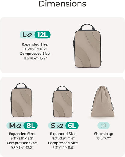 Compression Packing Cubes, 6 Set/4 Set/2 Set Travel Packing Cubes for Carry on Suitcases, Compression Suitcase Organizers Bag Set & Travel Cubes for Luggage, Lightweight Packing Organizers