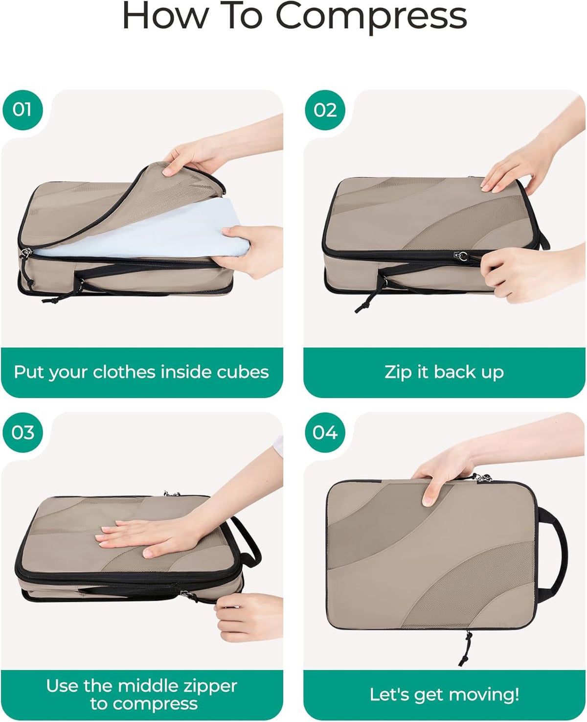 Compression Packing Cubes, 6 Set/4 Set/2 Set Travel Packing Cubes for Carry on Suitcases, Compression Suitcase Organizers Bag Set & Travel Cubes for Luggage, Lightweight Packing Organizers