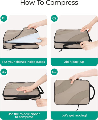 Compression Packing Cubes, 6 Set/4 Set/2 Set Travel Packing Cubes for Carry on Suitcases, Compression Suitcase Organizers Bag Set & Travel Cubes for Luggage, Lightweight Packing Organizers