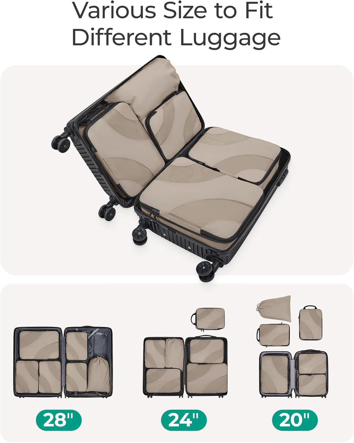 Compression Packing Cubes, 6 Set/4 Set/2 Set Travel Packing Cubes for Carry on Suitcases, Compression Suitcase Organizers Bag Set & Travel Cubes for Luggage, Lightweight Packing Organizers