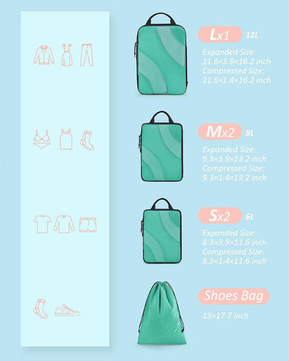 Compression Packing Cubes, 6 Set/4 Set/2 Set Travel Packing Cubes for Carry on Suitcases, Compression Suitcase Organizers Bag Set & Travel Cubes for Luggage, Lightweight Packing Organizers
