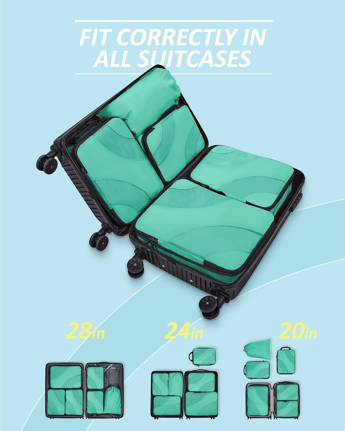 Compression Packing Cubes, 6 Set/4 Set/2 Set Travel Packing Cubes for Carry on Suitcases, Compression Suitcase Organizers Bag Set & Travel Cubes for Luggage, Lightweight Packing Organizers