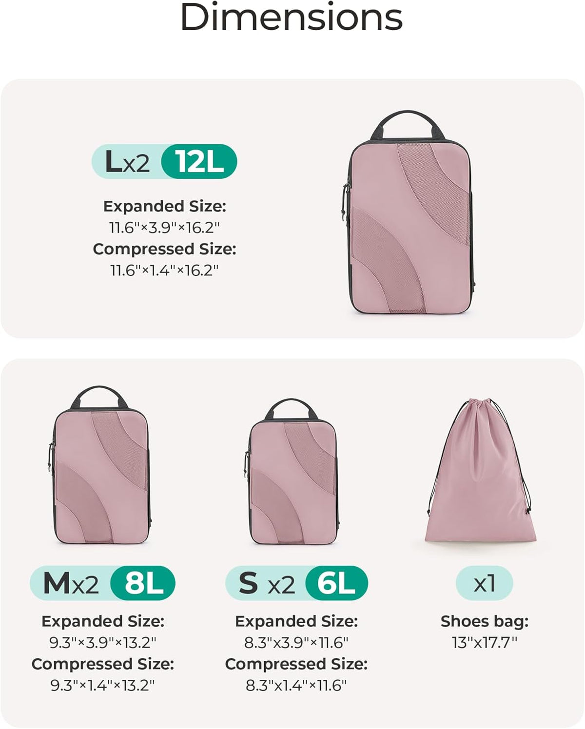 Compression Packing Cubes, 6 Set/4 Set/2 Set Travel Packing Cubes for Carry on Suitcases, Compression Suitcase Organizers Bag Set & Travel Cubes for Luggage, Lightweight Packing Organizers