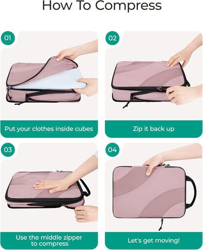 Compression Packing Cubes, 6 Set/4 Set/2 Set Travel Packing Cubes for Carry on Suitcases, Compression Suitcase Organizers Bag Set & Travel Cubes for Luggage, Lightweight Packing Organizers