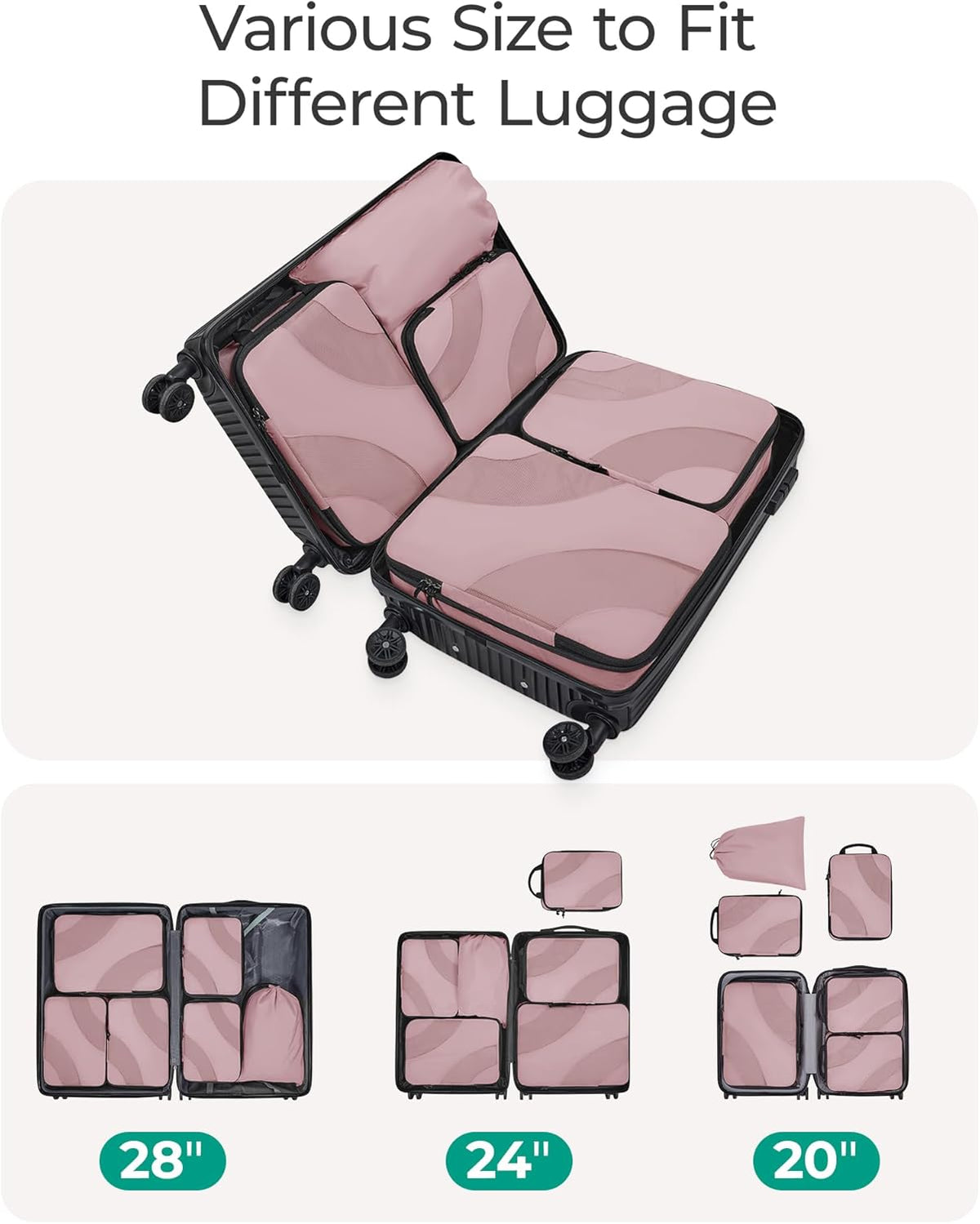 Compression Packing Cubes, 6 Set/4 Set/2 Set Travel Packing Cubes for Carry on Suitcases, Compression Suitcase Organizers Bag Set & Travel Cubes for Luggage, Lightweight Packing Organizers