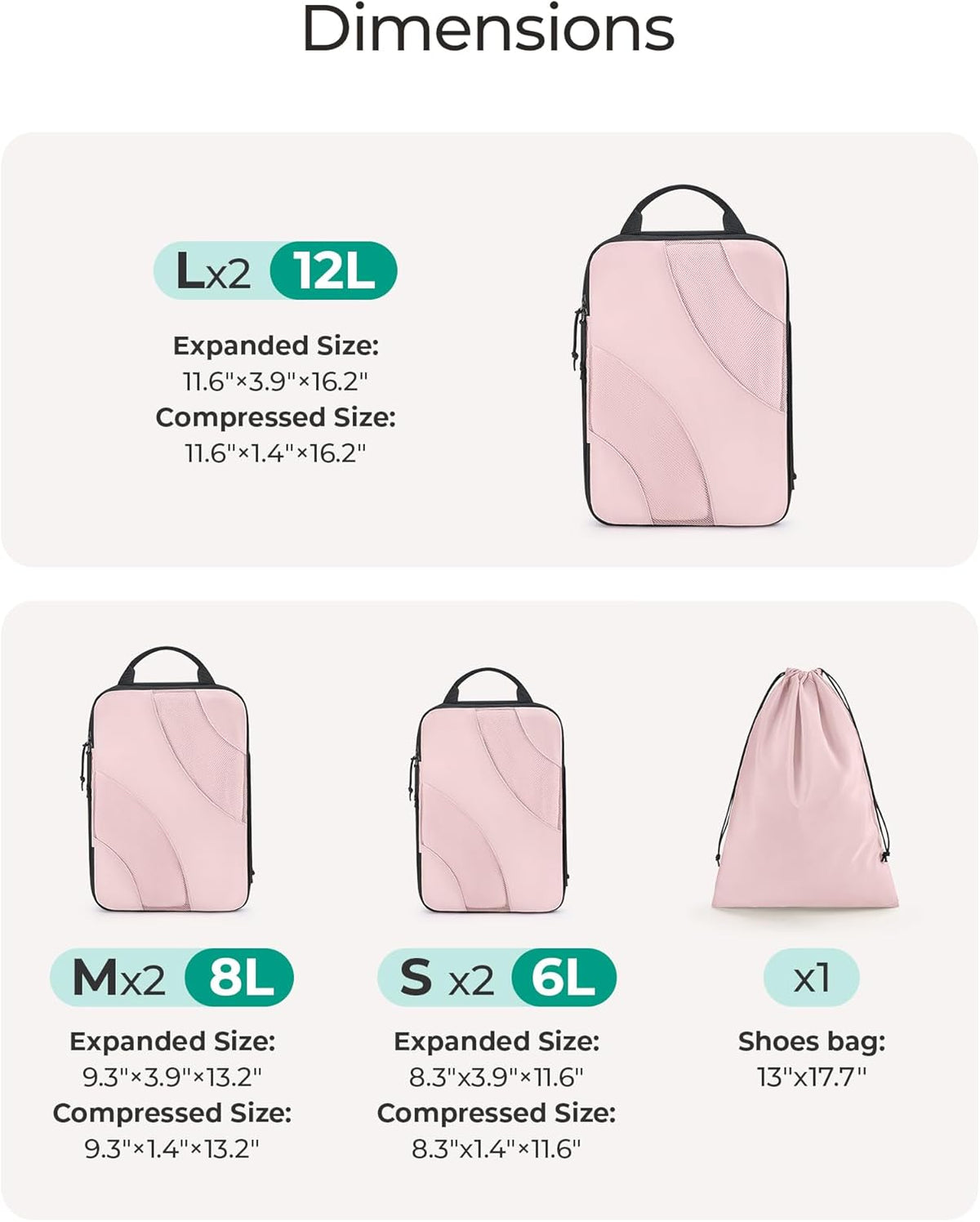 Compression Packing Cubes, 6 Set/4 Set/2 Set Travel Packing Cubes for Carry on Suitcases, Compression Suitcase Organizers Bag Set & Travel Cubes for Luggage, Lightweight Packing Organizers