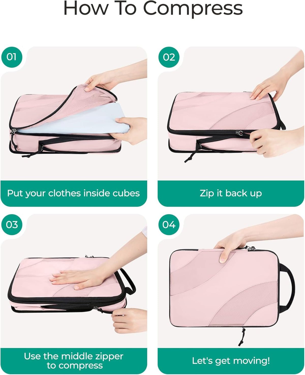 Compression Packing Cubes, 6 Set/4 Set/2 Set Travel Packing Cubes for Carry on Suitcases, Compression Suitcase Organizers Bag Set & Travel Cubes for Luggage, Lightweight Packing Organizers