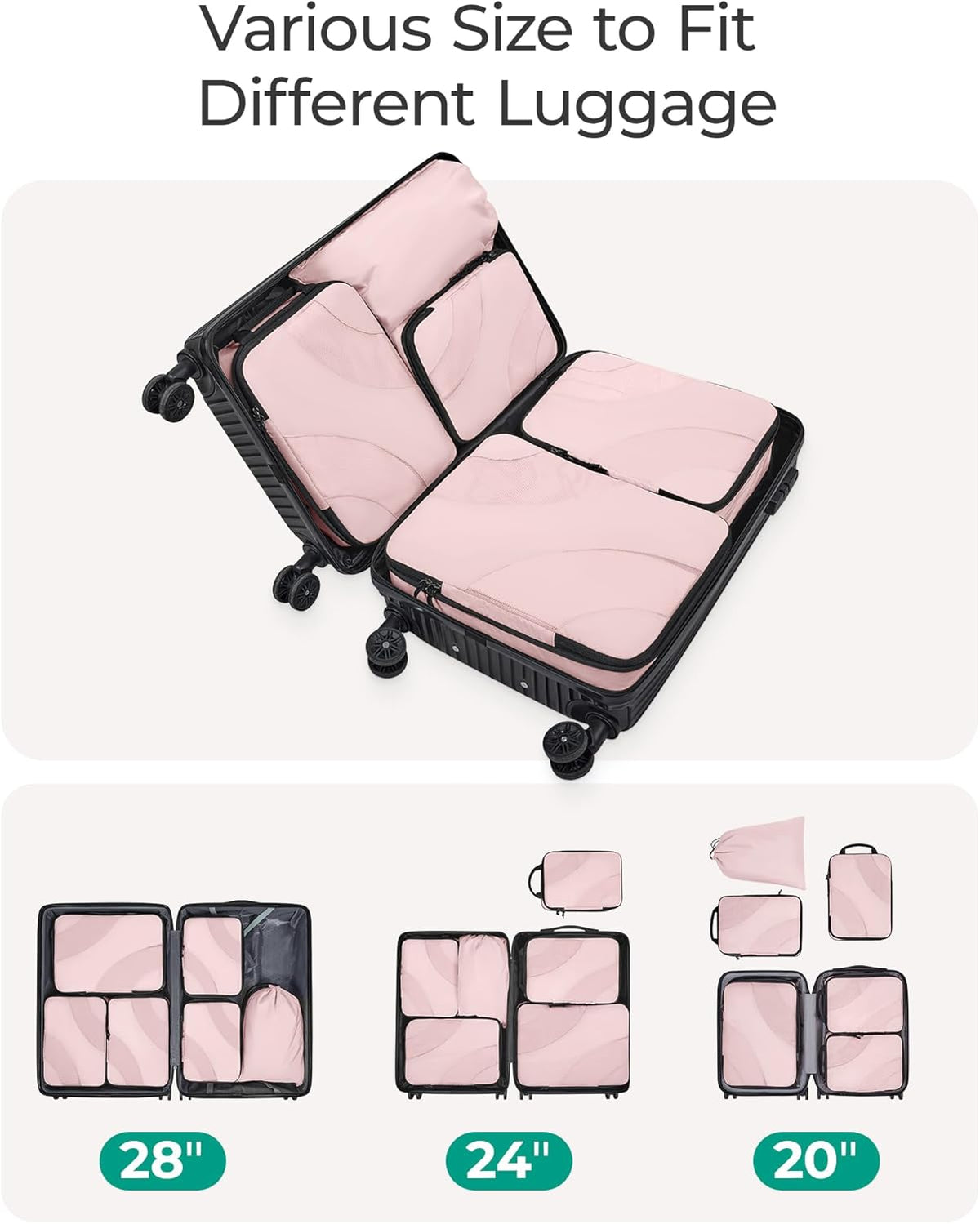 Compression Packing Cubes, 6 Set/4 Set/2 Set Travel Packing Cubes for Carry on Suitcases, Compression Suitcase Organizers Bag Set & Travel Cubes for Luggage, Lightweight Packing Organizers