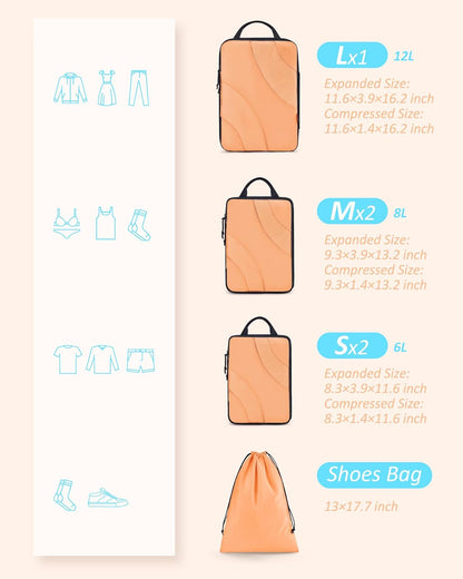 Compression Packing Cubes, 6 Set/4 Set/2 Set Travel Packing Cubes for Carry on Suitcases, Compression Suitcase Organizers Bag Set & Travel Cubes for Luggage, Lightweight Packing Organizers