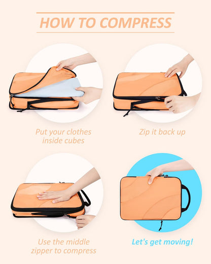 Compression Packing Cubes, 6 Set/4 Set/2 Set Travel Packing Cubes for Carry on Suitcases, Compression Suitcase Organizers Bag Set & Travel Cubes for Luggage, Lightweight Packing Organizers