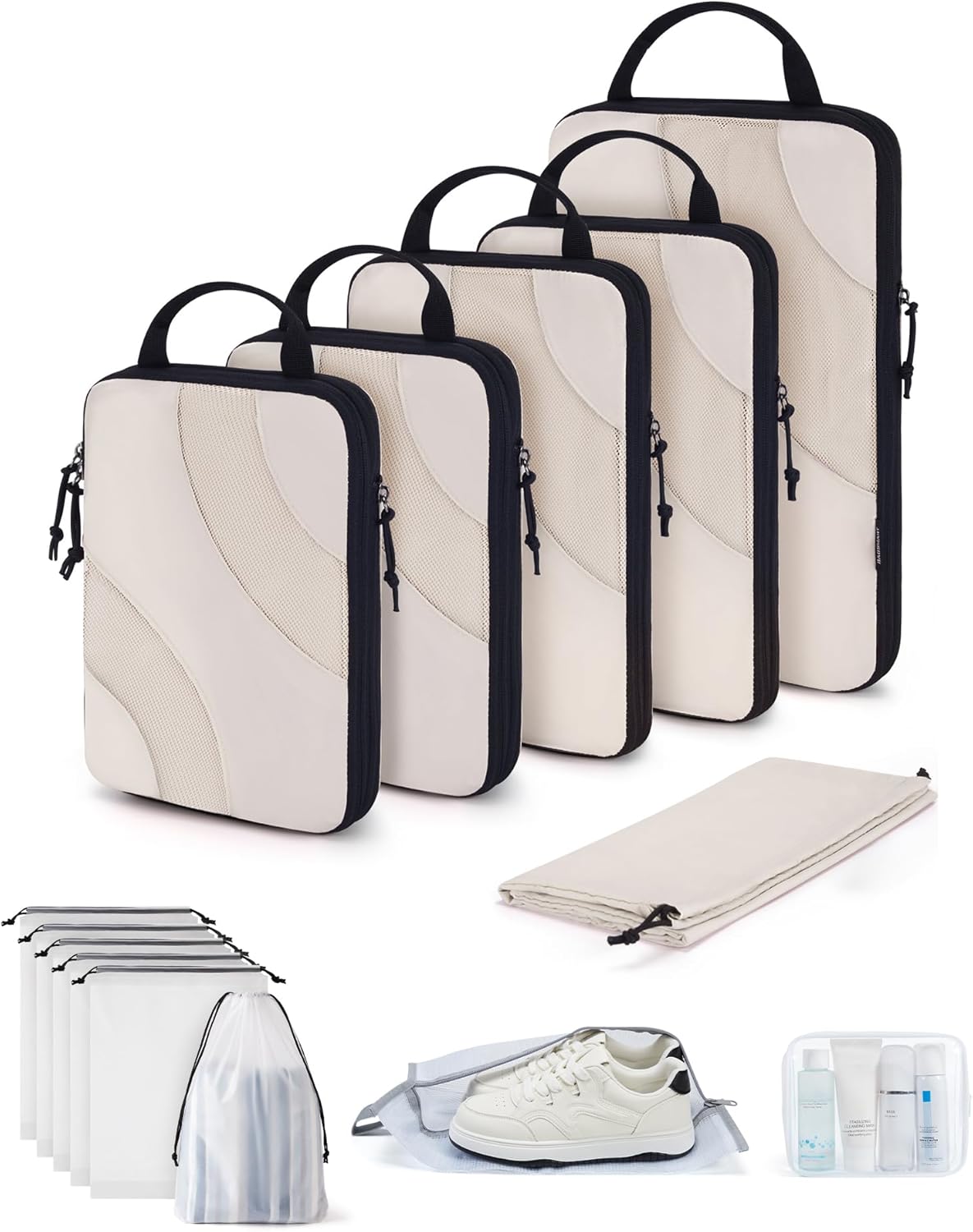 Compression Packing Cubes, 6 Set/4 Set/2 Set Travel Packing Cubes for Carry on Suitcases, Compression Suitcase Organizers Bag Set & Travel Cubes for Luggage, Lightweight Packing Organizers