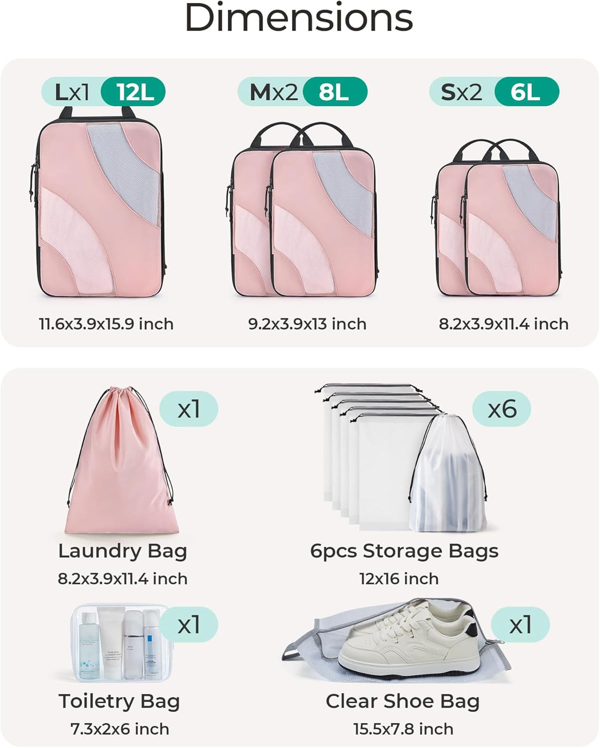 Compression Packing Cubes, 6 Set/4 Set/2 Set Travel Packing Cubes for Carry on Suitcases, Compression Suitcase Organizers Bag Set & Travel Cubes for Luggage, Lightweight Packing Organizers