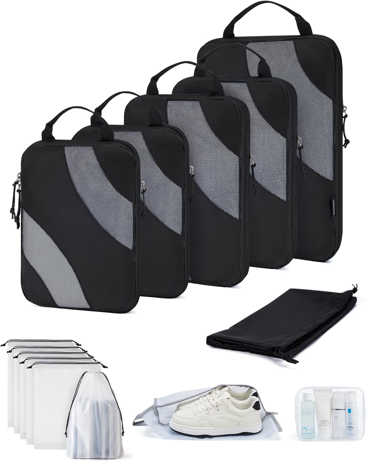 Compression Packing Cubes, 6 Set/4 Set/2 Set Travel Packing Cubes for Carry on Suitcases, Compression Suitcase Organizers Bag Set & Travel Cubes for Luggage, Lightweight Packing Organizers