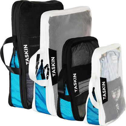Compression Packing Cubes | Separate Clean & Dirty Compartments w/Flexible Separator | YKK Zippers | Set of 4 (2XL + 2 L)