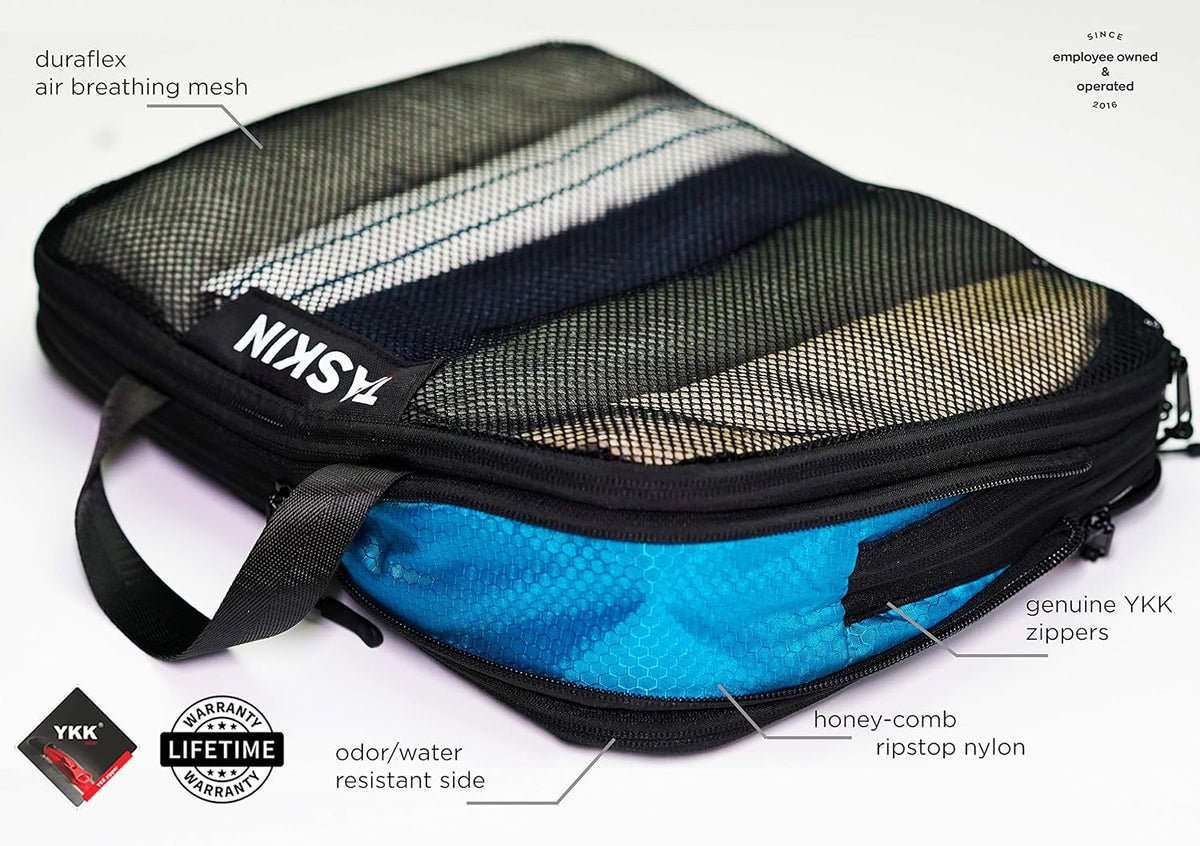 Compression Packing Cubes | Separate Clean & Dirty Compartments w/Flexible Separator | YKK Zippers | Set of 4 (2XL + 2 L)