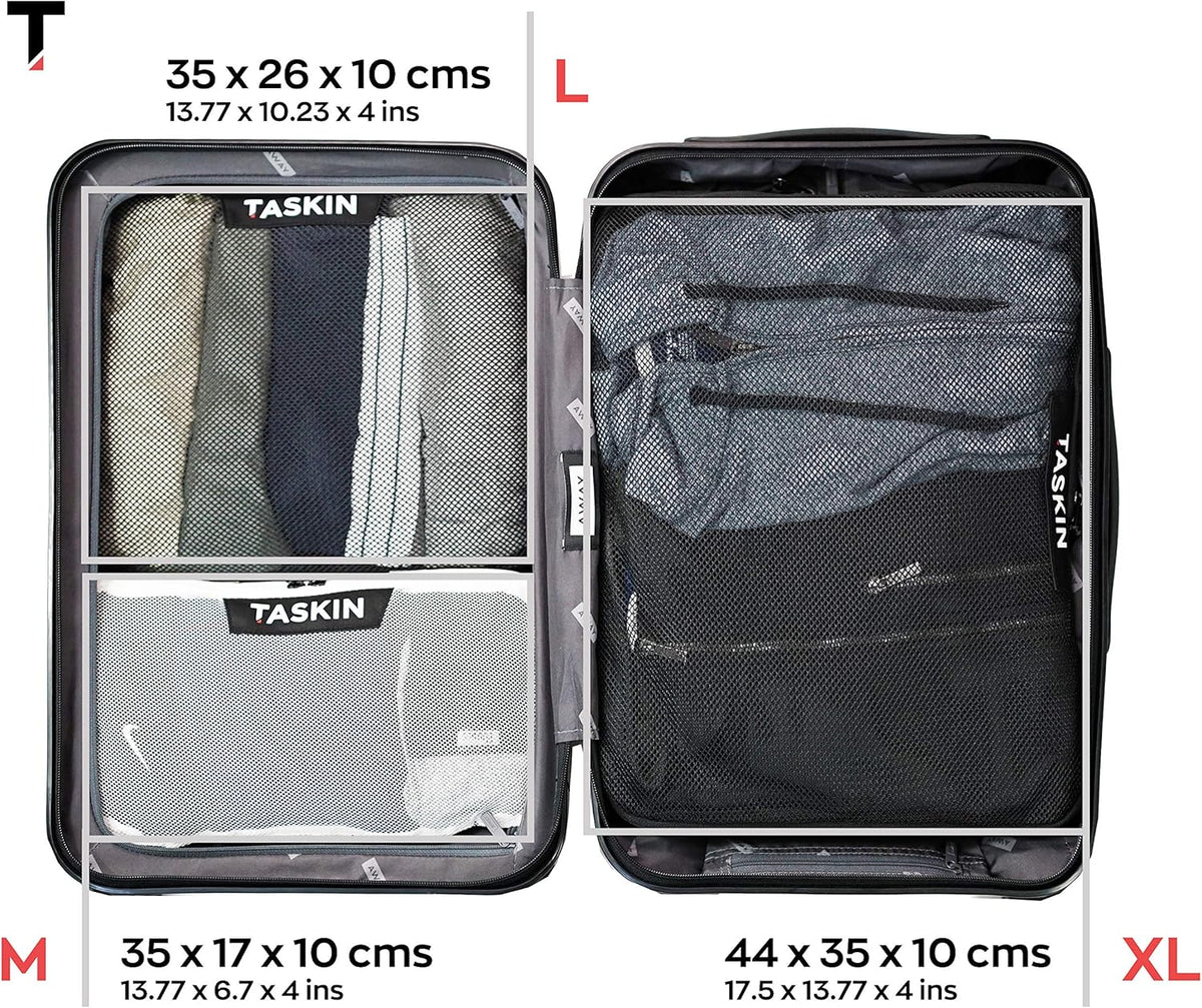 Compression Packing Cubes | Separate Clean & Dirty Compartments w/Flexible Separator | YKK Zippers | Set of 4 (2XL + 2 L)