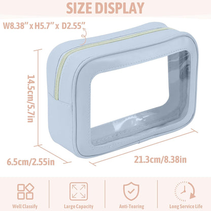 Clear Toiletry Bag,TSA Approved Travel Makeup Pouch with Zipper for Cosmetics and Toiletries，Diaper Bag Organizer Pouch Set,Women's Purse Organizer and Clear Car Bag
