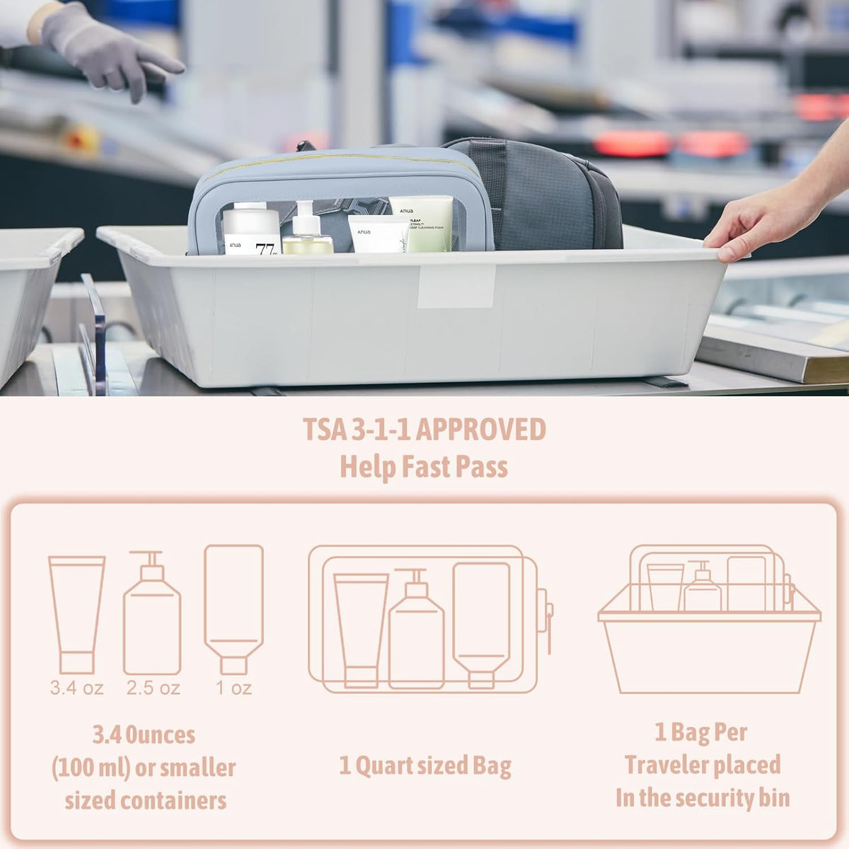 Clear Toiletry Bag,TSA Approved Travel Makeup Pouch with Zipper for Cosmetics and Toiletries，Diaper Bag Organizer Pouch Set,Women's Purse Organizer and Clear Car Bag