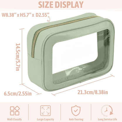 Clear Toiletry Bag,TSA Approved Travel Makeup Pouch with Zipper for Cosmetics and Toiletries，Diaper Bag Organizer Pouch Set,Women's Purse Organizer and Clear Car Bag