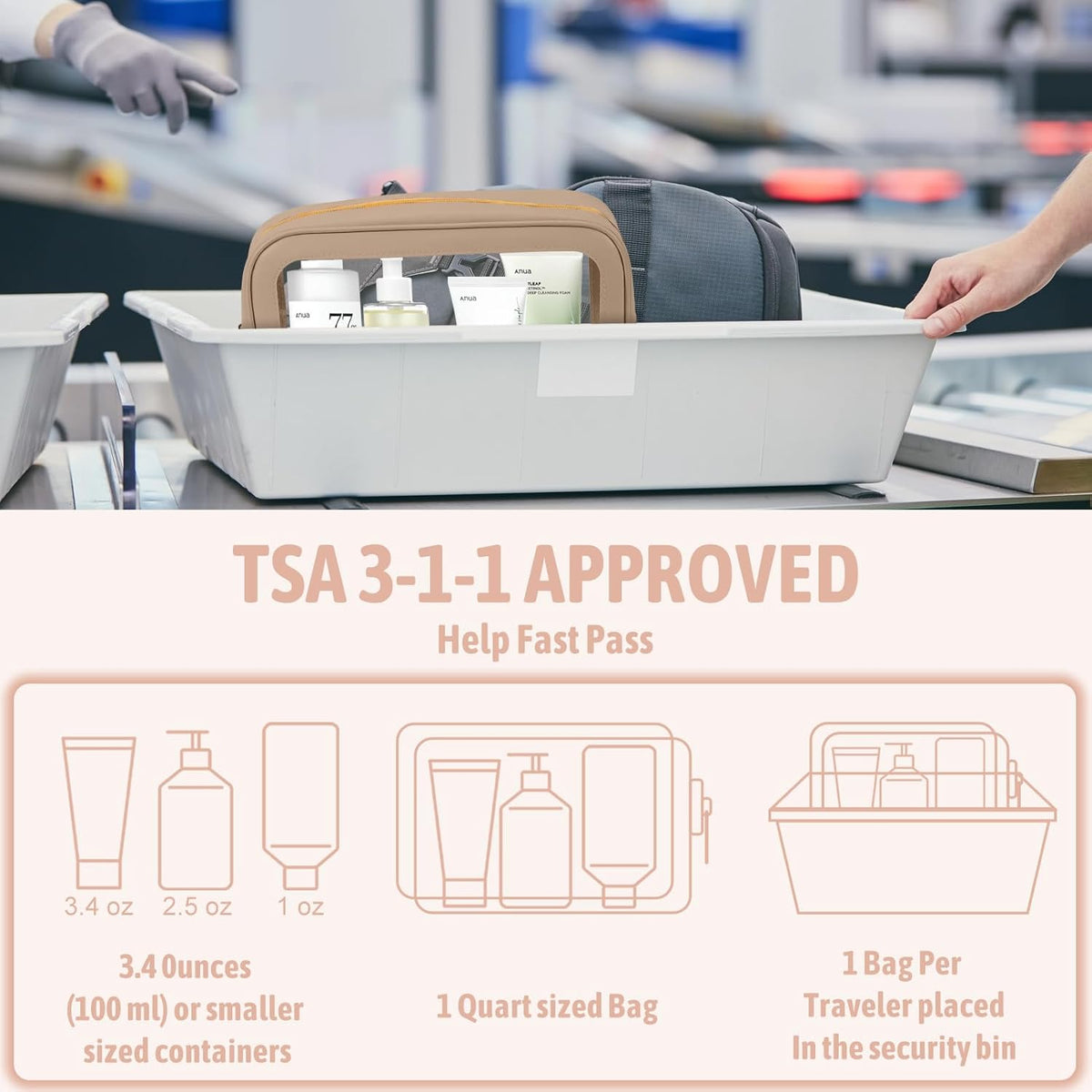 Clear Toiletry Bag,TSA Approved Travel Makeup Pouch with Zipper for Cosmetics and Toiletries，Diaper Bag Organizer Pouch Set,Women's Purse Organizer and Clear Car Bag