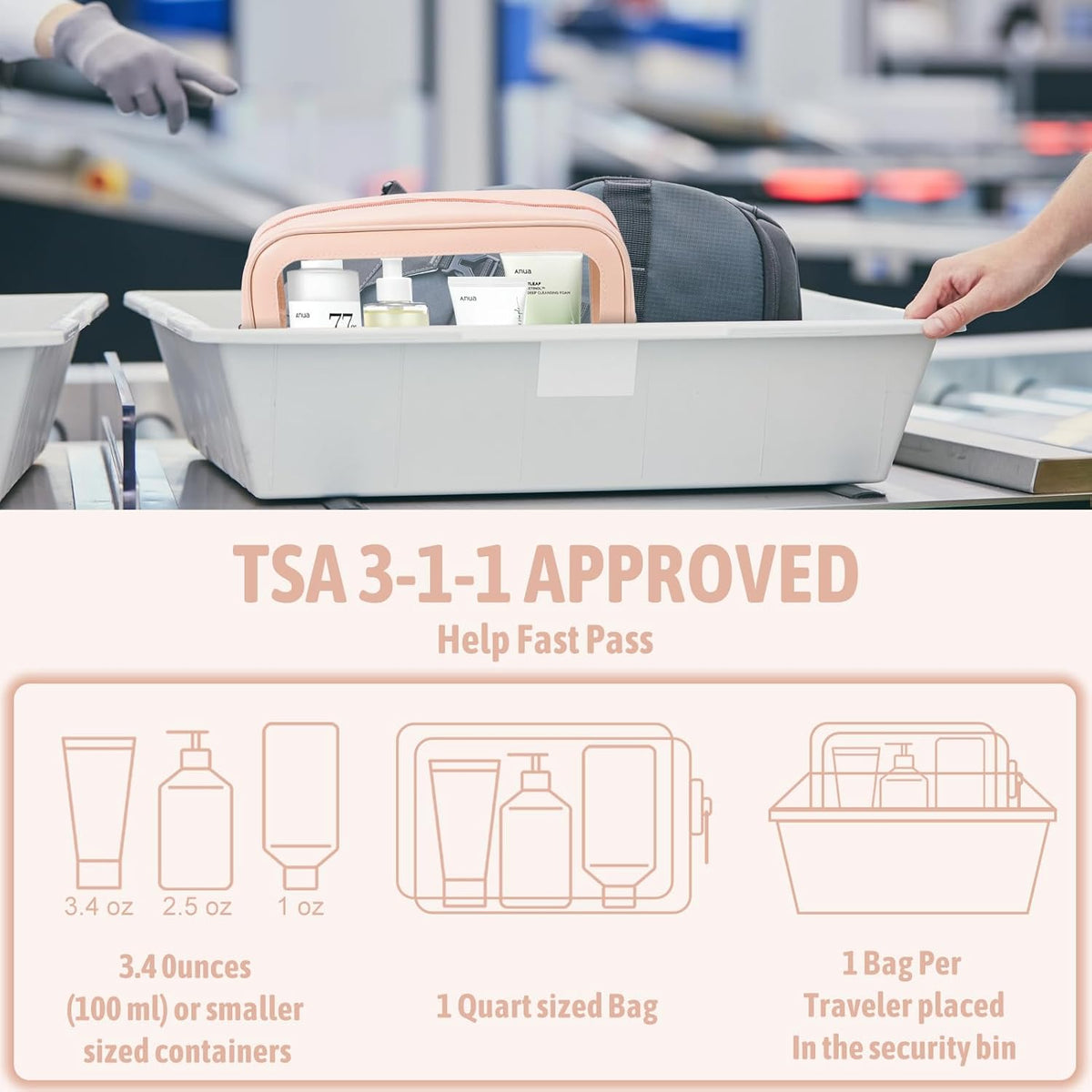 Clear Toiletry Bag,TSA Approved Travel Makeup Pouch with Zipper for Cosmetics and Toiletries，Diaper Bag Organizer Pouch Set,Women's Purse Organizer and Clear Car Bag