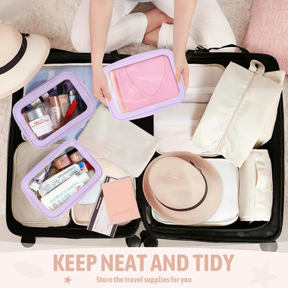 Clear Toiletry Bag,TSA Approved Travel Makeup Pouch with Zipper for Cosmetics and Toiletries，Diaper Bag Organizer Pouch Set,Women's Purse Organizer and Clear Car Bag
