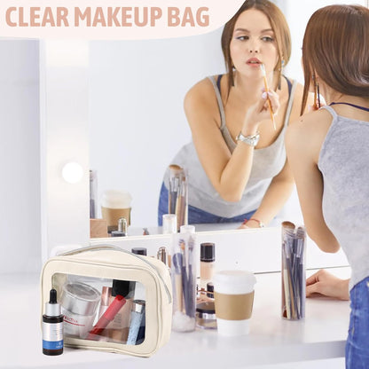 Clear Toiletry Bag,TSA Approved Travel Makeup Pouch with Zipper for Cosmetics and Toiletries，Diaper Bag Organizer Pouch Set,Women's Purse Organizer and Clear Car Bag
