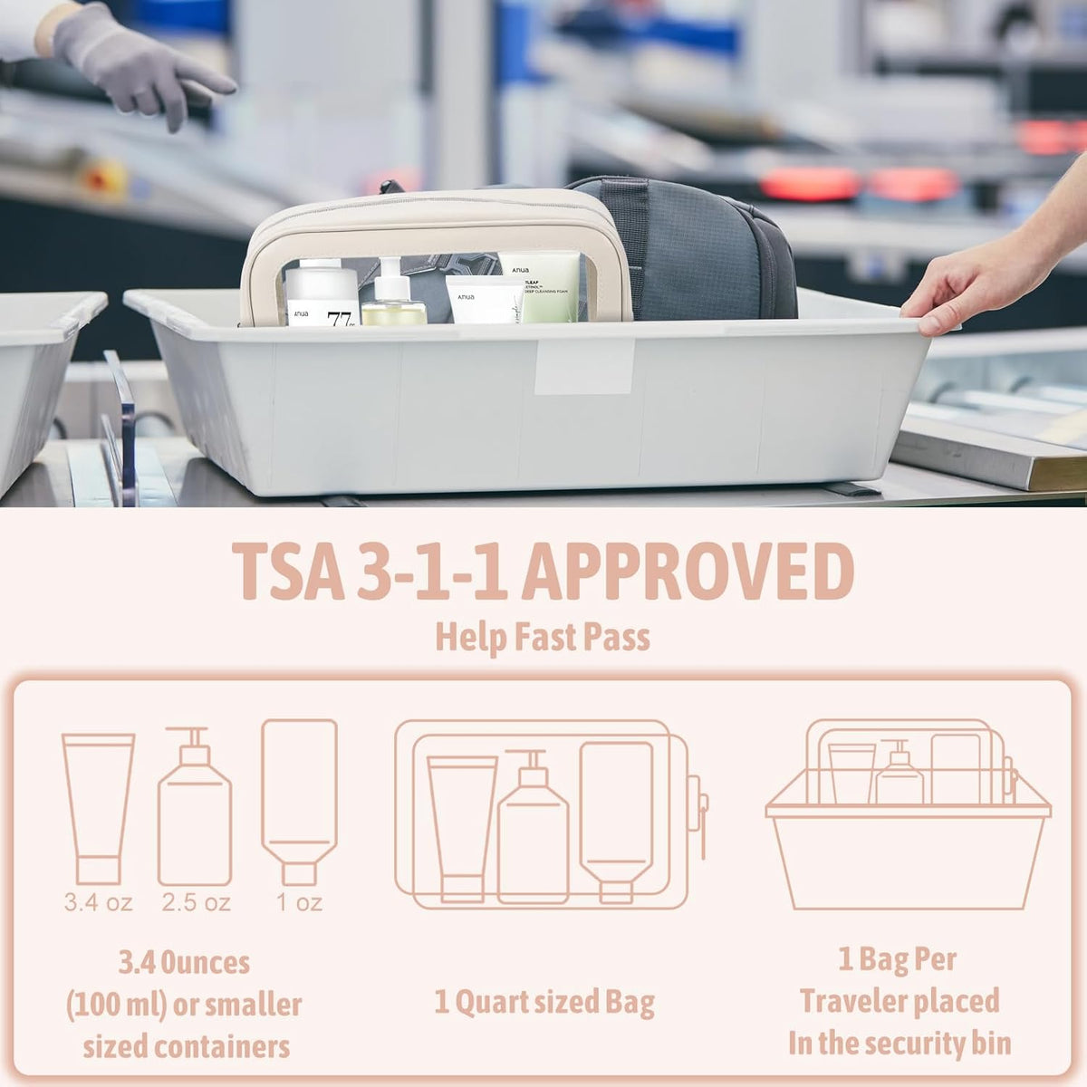 Clear Toiletry Bag,TSA Approved Travel Makeup Pouch with Zipper for Cosmetics and Toiletries，Diaper Bag Organizer Pouch Set,Women's Purse Organizer and Clear Car Bag
