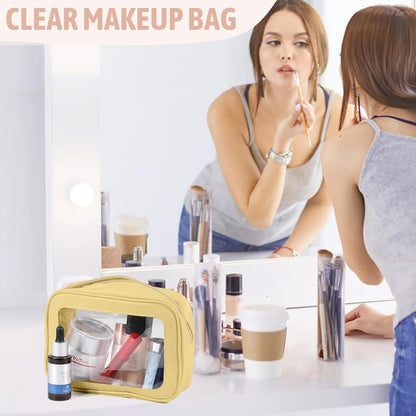 Clear Toiletry Bag,TSA Approved Travel Makeup Pouch with Zipper for Cosmetics and Toiletries，Diaper Bag Organizer Pouch Set,Women's Purse Organizer and Clear Car Bag