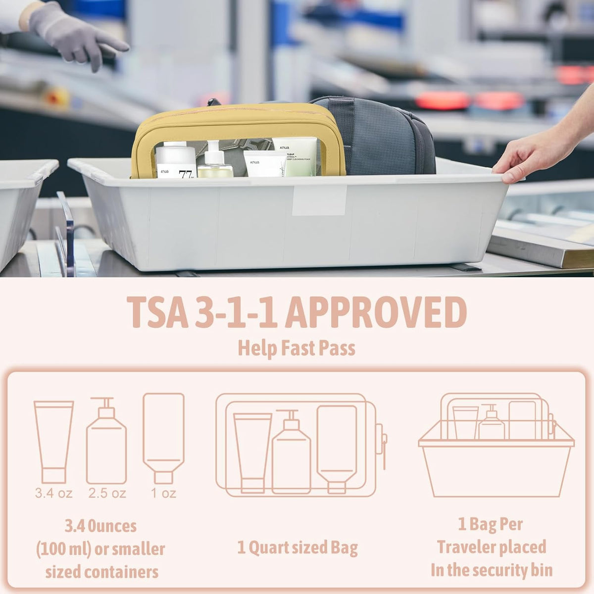 Clear Toiletry Bag,TSA Approved Travel Makeup Pouch with Zipper for Cosmetics and Toiletries，Diaper Bag Organizer Pouch Set,Women's Purse Organizer and Clear Car Bag