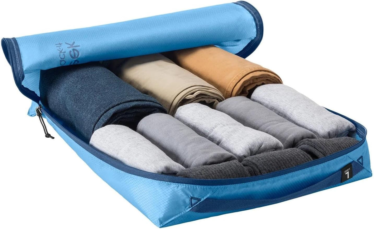 Pack-It Isolate Extended Stay Set - Includes Shoe Sack, M Clean/Dirty Cube, 2x M Isolate Cube & 2x L - Travel Essentials - Mandarin