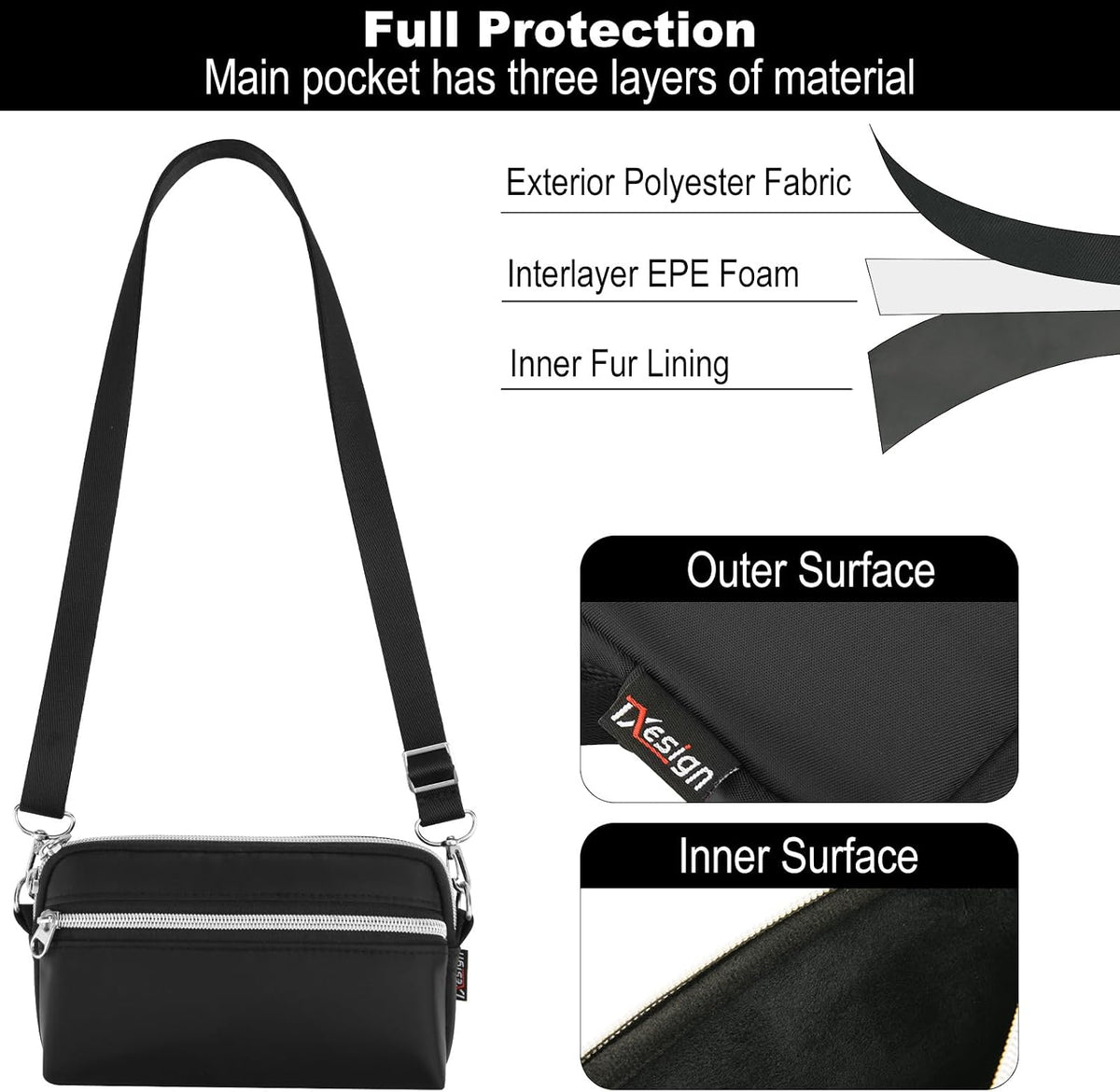 Small Crossbody Bag Phone Shoulder Bag for 17 Pro Max/17 Pro/16 Pro Max/16 Plus, Phone Sling Bag Small Pouch Case with Shoulder Strap for Outdoor Traveling Walking Hiking Cycling Camping