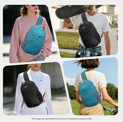 Sling Bag for Men & Women, Small Crossbody Sling Backpack, Travel Hiking Daypack, Shoulder Chest Bag, Black
