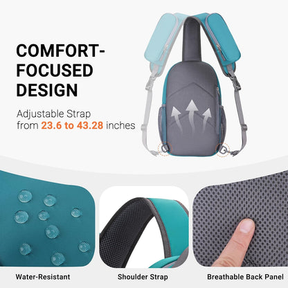 Sling Bag for Men & Women, Small Crossbody Sling Backpack, Travel Hiking Daypack, Shoulder Chest Bag, Black