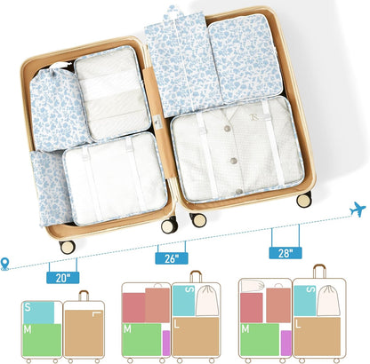 Packing Cubes for Travel - 8 Set Luggage Organizer Bags for Family, Mesh Breathable Packing Cubes for Suitcases Durable Travel Essentials Bags Set