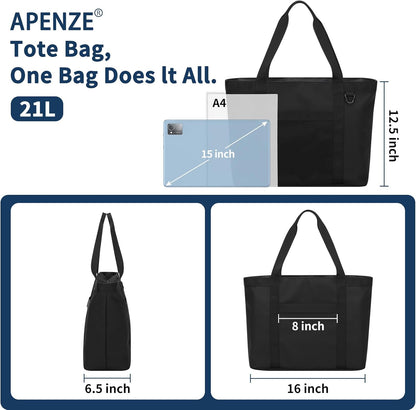Tote Bag for Women,Work Tote Bags with Cup Holder & Laptop Compartment,Zipper Tote for Travel Gym