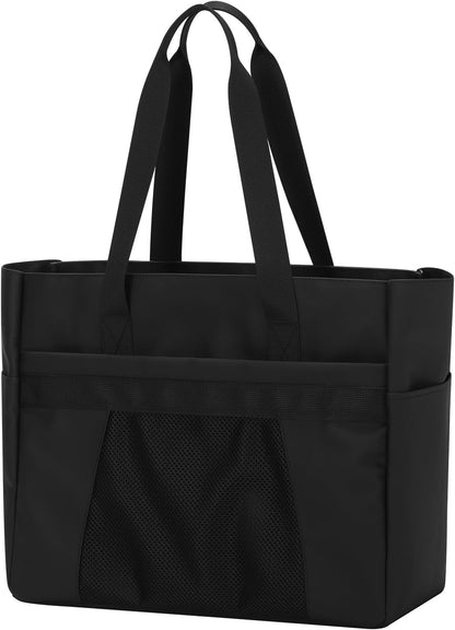 Tote Bag for Women,Work Tote Bags with Cup Holder & Laptop Compartment,Zipper Tote for Travel Gym